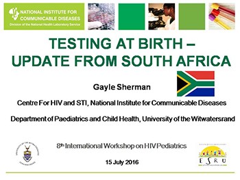 HIV TESTING AT BIRTH –  UPDATE FROM SOUTH AFRICA