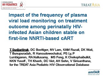 Impact of the frequency of plasma viral load monitoring on treatment outcome among perinatally HIV-infected Asian children stable on first-line cART