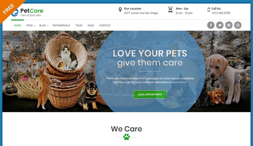 Pet Care Clinic Free Wordpress