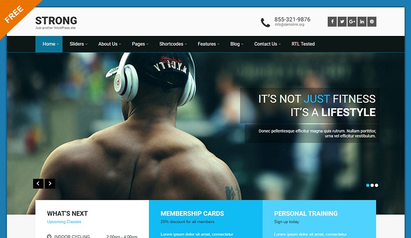 SKT Strong Fitness and Gym Free Wordpress