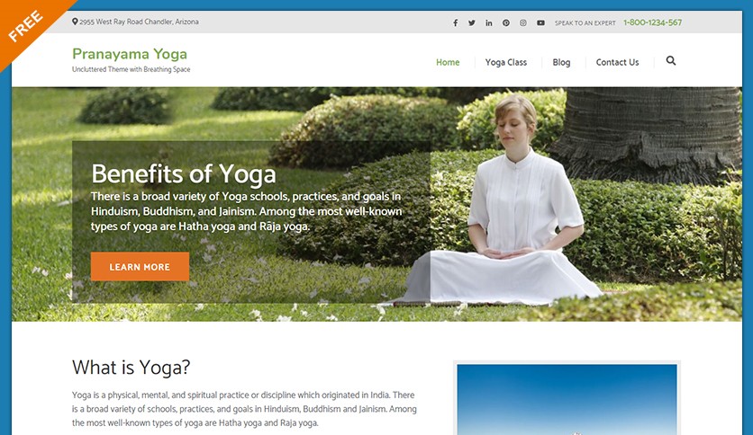 Pranayama Yoga Fitness and Yoga Free Wordpress