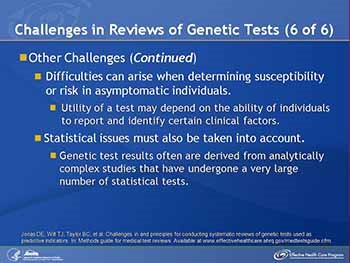 Challenges in and Principles for Conducting Systematic Reviews of Genetic Tests Used as Predictive Indicators