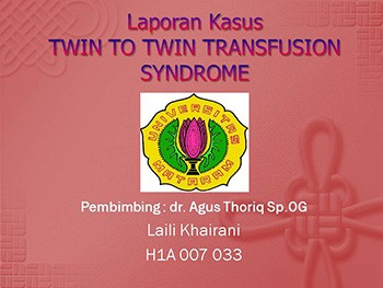 Twin To Twin Transfusion Syndrome