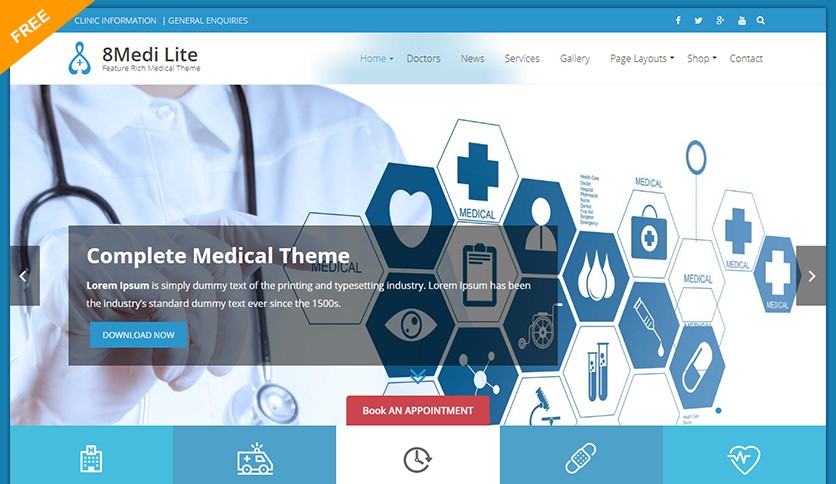 EightMedi Lite Medical and Healthcare Free Wordpress