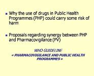 PUBLIC HEALTH PROGRAMMES and PHARMACOVIGILANCE PowerPoint Presentation
