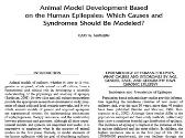 Animal Model Development Based on the Human Epilepsies