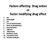 Factors affecting Drug action PowerPoint Presentation