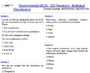 Biological Classification Question Paper Medical Notes
