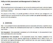 Policy on Pain Assessment and Management in Elderly Care Medical Notes