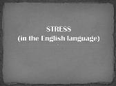 Stress in speech
