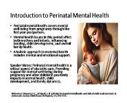 Obstetrics - Perinatal Mental Health and Well-being PowerPoint Presentation Notes