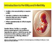 Sexual and Reproductive Health: Fertility and Infertility PowerPoint Presentation Notes