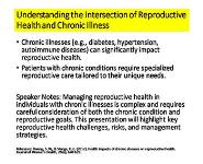 Sexual and Reproductive Health: Reproductive Health and Chronic Illness PowerPoint Presentation