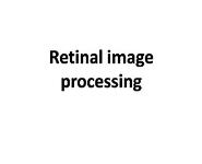 Retinal Image Processing PowerPoint Presentation